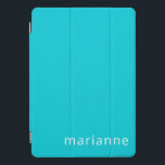 Cute Turquoise Solid Colour Personalised Name iPad Pro Cover<br><div class="desc">Cute Turquoise Solid Colour Personalised Name iPad Pro Cover</div>