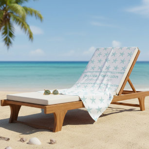 Cute Turquoise Starfish Custom Beach Towel