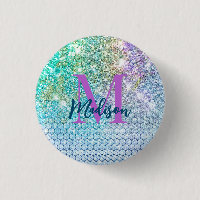 Cute Turquoise unicorn faux glitter monogram 