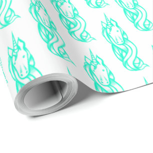 Cute Turquoise Unicorn Pattern Magical Wrapping Paper