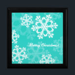 Cute turquoise white Christmas snowflakes Gift Box<br><div class="desc">Lovely,  modern and trendy pattern with white snowflakes on a colourful background. Perfect Christmas gift.</div>