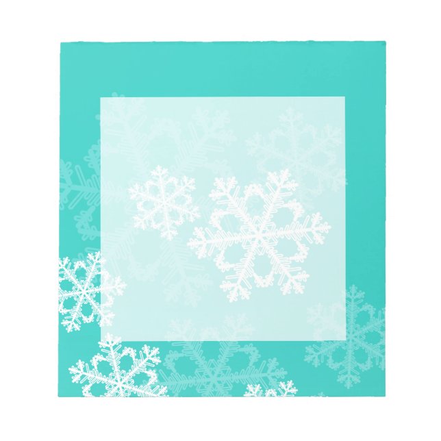 Cute turquoise white Christmas snowflakes Notepad (Front)