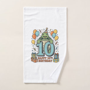 Cute Turtle 10th Birthday Vintage Party Design_1 Hand Towel