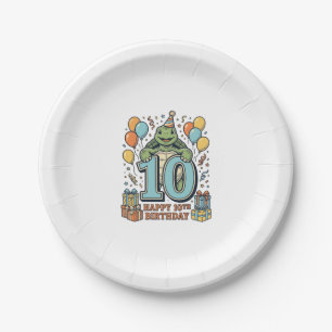 Cute Turtle 10th Birthday Vintage Party Design_1 Paper Plate