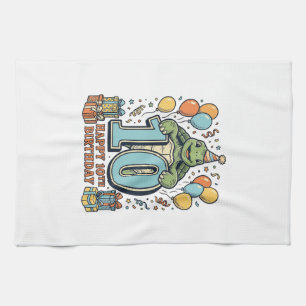 Cute Turtle 10th Birthday Vintage Party Design_1 Tea Towel