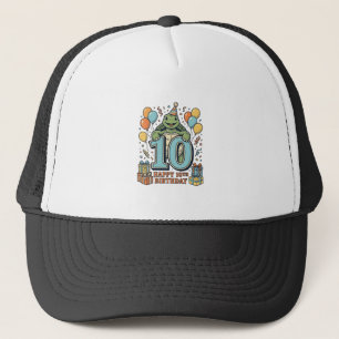 Cute Turtle 10th Birthday Vintage Party Design_1 Trucker Hat