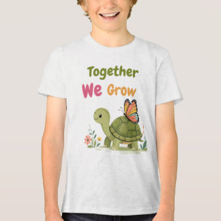 Cute Turtle and Butterfly Together We Grow T-Shirt Tri-Blend Shirt