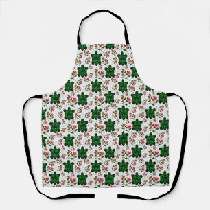 Cute Turtle and Floral Seamless Pattern  Apron