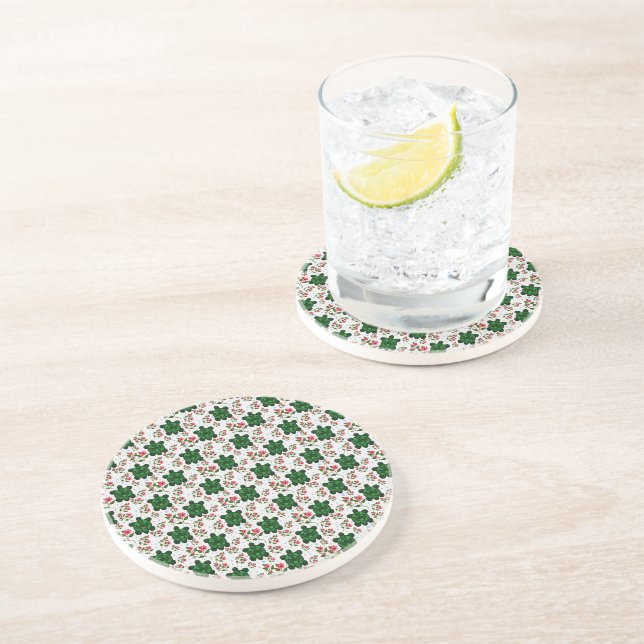 Cute Turtle and Floral Seamless Pattern  Coaster (Side)