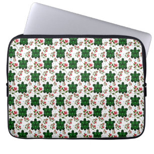 Cute Turtle and Floral Seamless Pattern  Laptop Sleeve