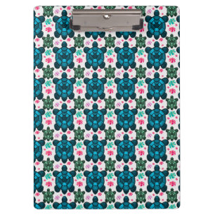 Cute Turtle and Floral Seamless Pattern  Notebook Clipboard