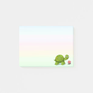 Cute Turtle and Flower on Pastel Colour Shades Post-it Notes