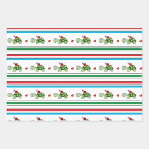 Cute Turtle and Ladybug Wrapping Paper Sheets