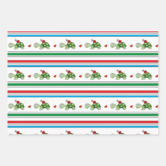Cute Turtle and Ladybug Wrapping Paper Sheets
