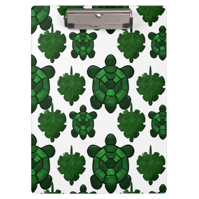 Cute turtle and leaves pattern  clipboard (Front)