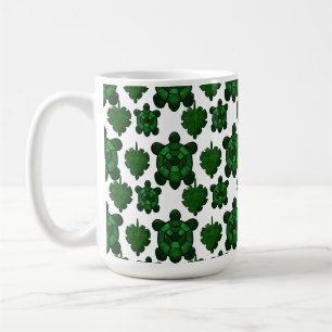 Cute turtle and leaves pattern coffee mug