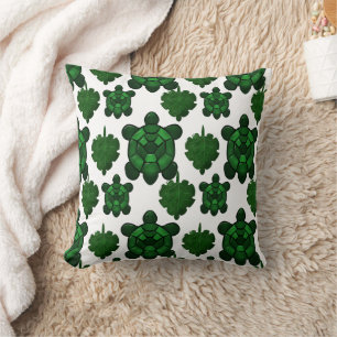 Cute turtle and leaves pattern cushion