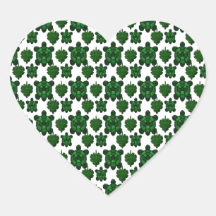 Cute turtle and leaves pattern  heart sticker