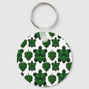 Cute turtle and leaves pattern key ring