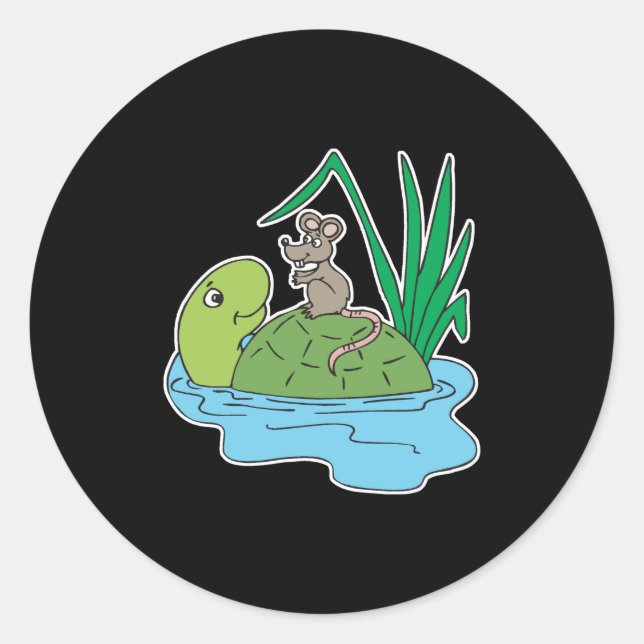 cute turtle and mouse classic round sticker (Front)