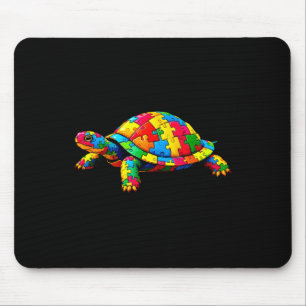 Cute Turtle And Puzzle Pieces Autism Awareness Day Mouse Mat
