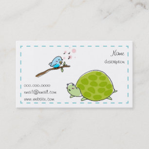 cute turtle and singing bird business card
