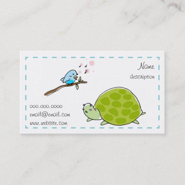 cute turtle and singing bird business card (Front)