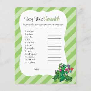 Cute Turtle Baby Shower Game Flyer
