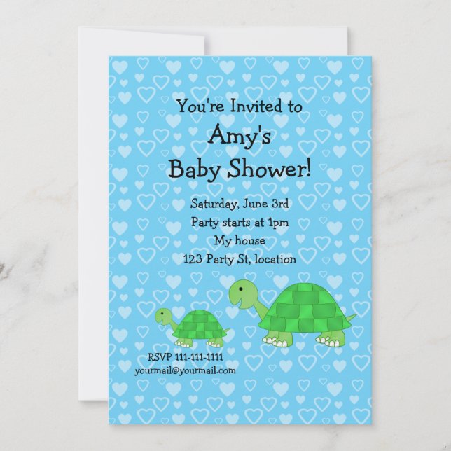 Cute turtle baby shower invitation (Front)