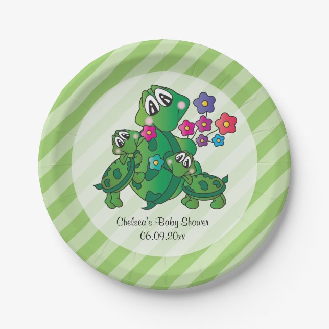 Cute Turtle Baby Shower Theme Paper Plate (Front)