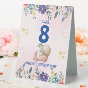 Cute turtle bike tropical flower Birthday party