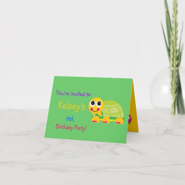 Cute Turtle Birthday Invitation (Front)