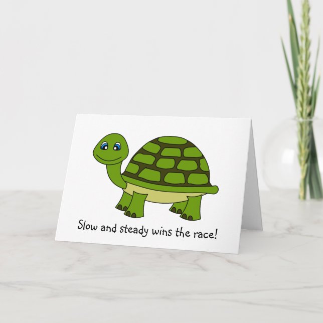 Cute Turtle Cartoon Encouragement Greeting Card (Front)