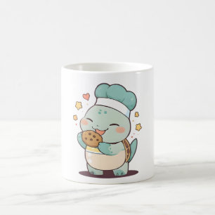 Cute Turtle Chef Eating Cookie Kawaii Design Coffee Mug