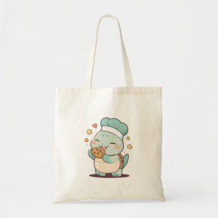 Cute Turtle Chef Eating Cookie Kawaii Design Tote Bag