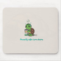 Cute Turtle Coffee Lover Mouse Pad