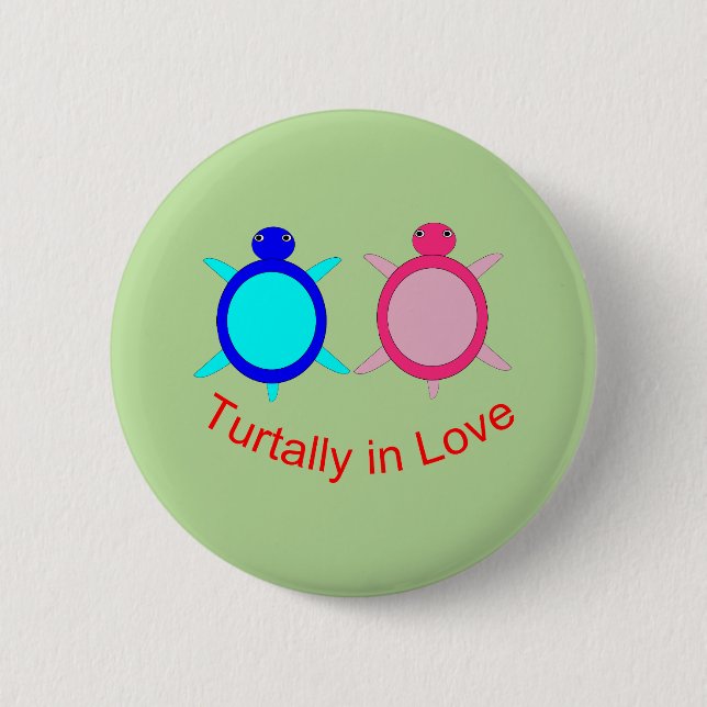 Cute Turtle Couple 6 Cm Round Badge (Front)