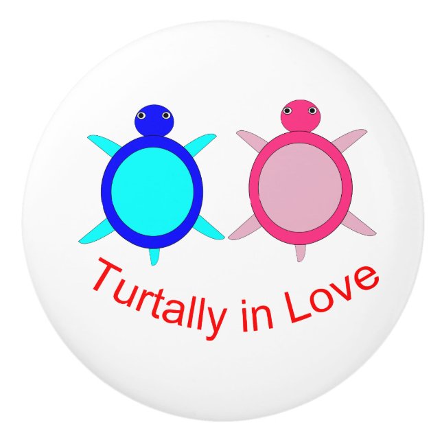 Cute Turtle Couple Ceramic Knob (Front)