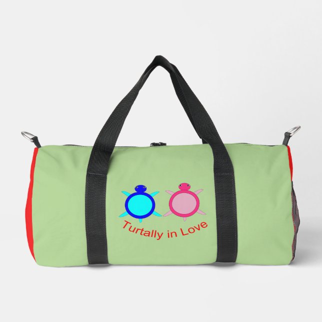 Cute Turtle Couple Duffle Bag (Front)