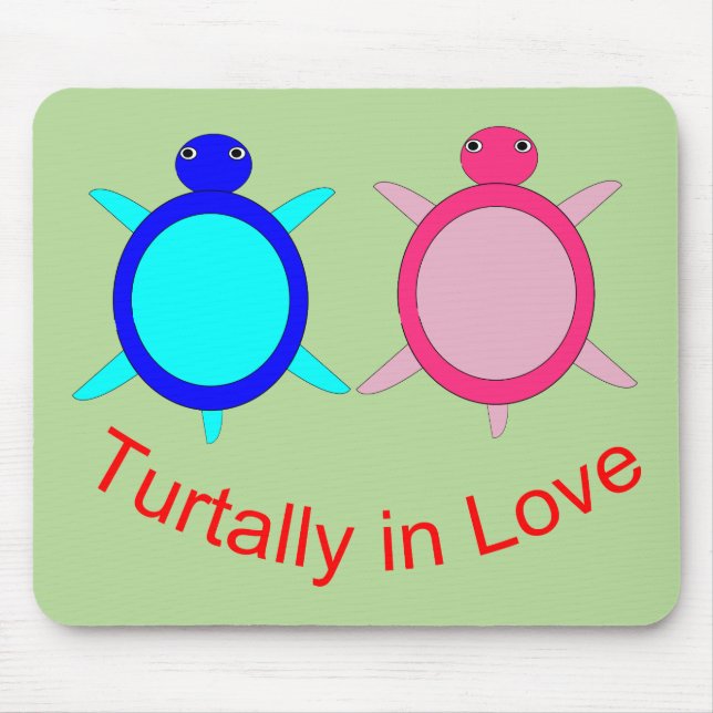 Cute Turtle Couple Mouse Mat (Front)