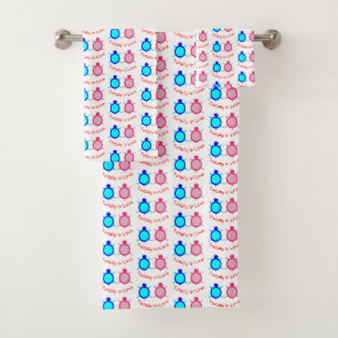 Cute Turtle Couple Patterned Bath Towel Set