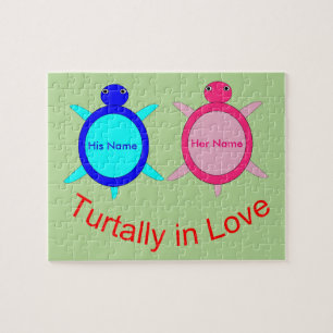 Cute Turtle Couple Personalised Jigsaw Puzzle