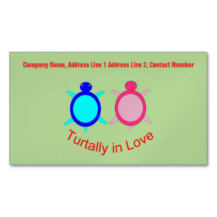 Cute Turtle Couple Personalised Magnetic Business Card