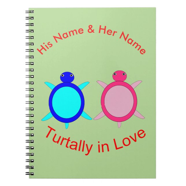 Cute Turtle Couple Personalised Notebook (Front)
