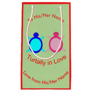 Cute Turtle Couple Personalised Small Gift Bag