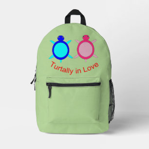 Cute Turtle Couple Printed Backpack