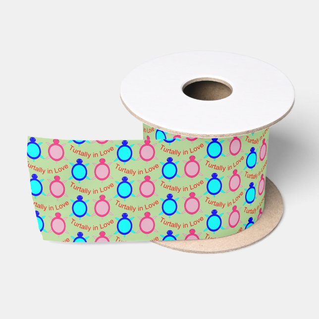 Cute Turtle Couple Satin Ribbon (Spool)