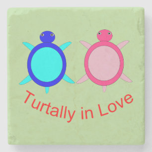 Cute Turtle Couple Stone Coaster