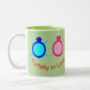 Cute Turtle Couple Two-Tone Coffee Mug