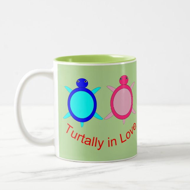 Cute Turtle Couple Two-Tone Coffee Mug (Left)